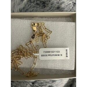 Mini Paperclip 18K Yellow Gold over 926 Silver Necklace 18in NWT